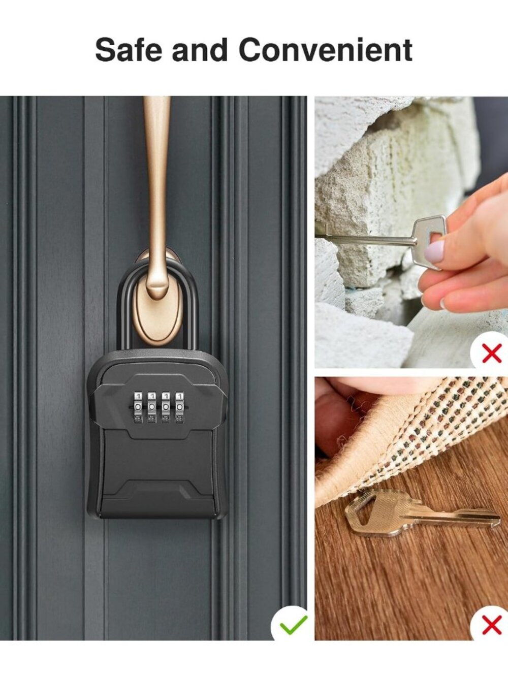 Secure Key Lock Box with Combination Code - 4-Key Capacity, Weatherproof Storage - Picture 6 of 7